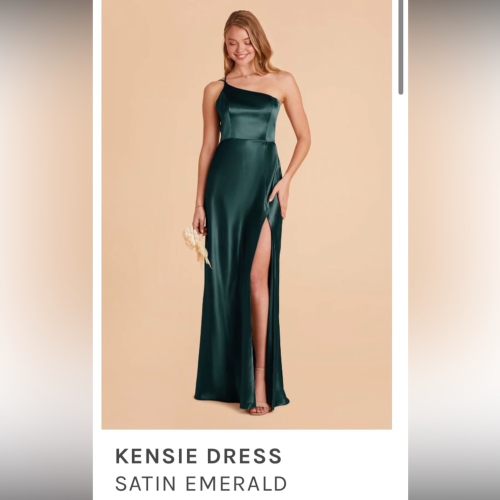 Birdy Grey Kensie Satin Emerald One Shoulder bridesmaid dress- small